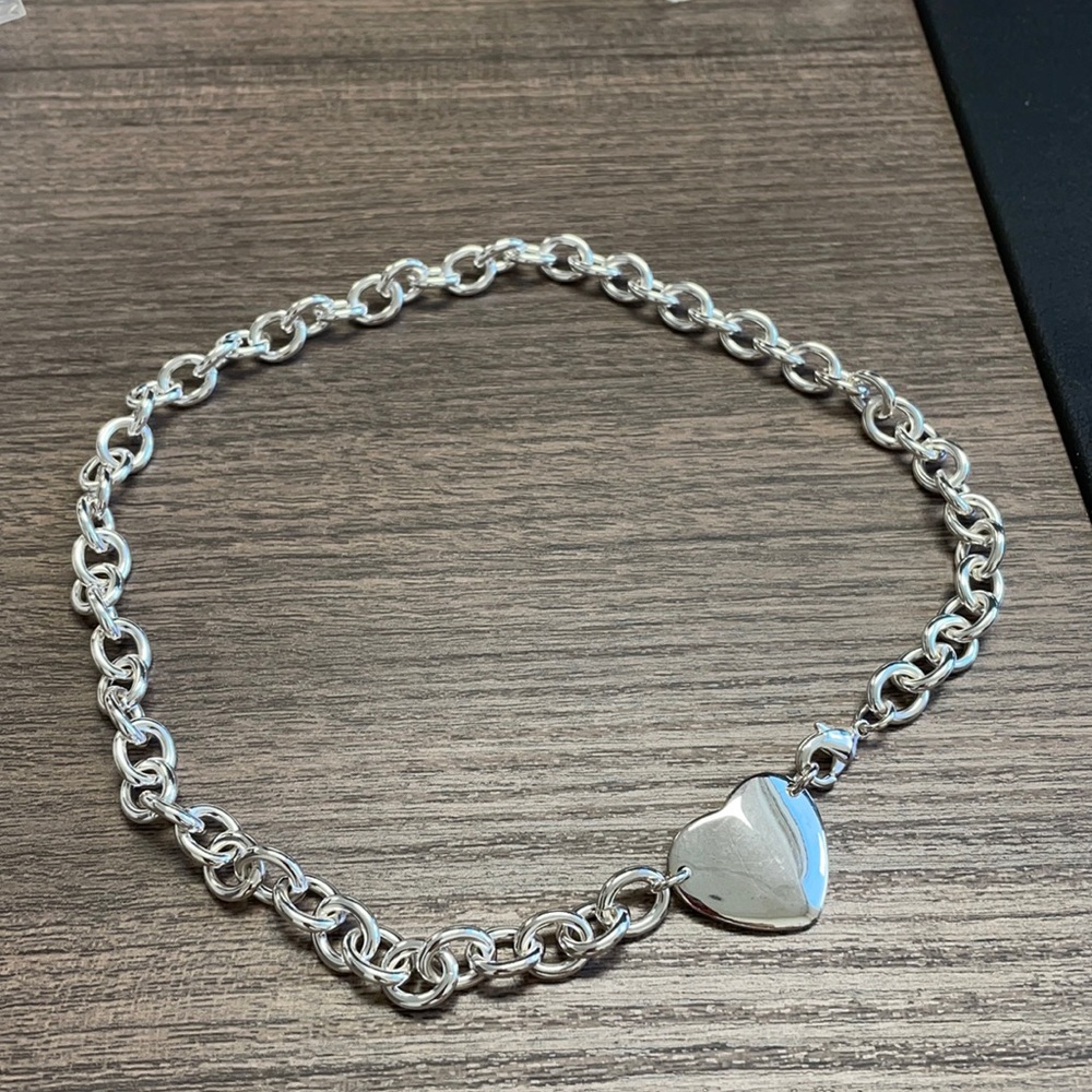 Sterling silver heart tag choker